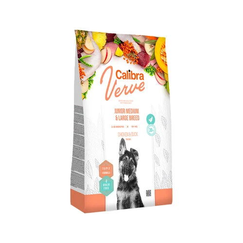 Calibra Verve Grain Free Junior Medium/Large - Huhn & Ente